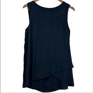 Cristina B Black Layered Viscose Blend Sleeveless Lightweight Flowy Top M